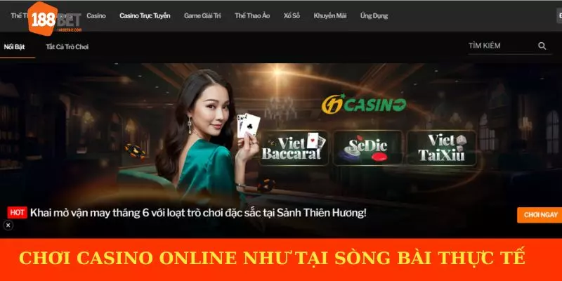 Chơi casino online tại 188BET với cảm giác như tại sòng bài thực tế